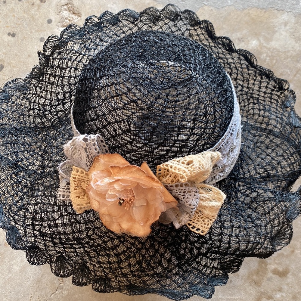 Vintage Elsie Massey Victorian black hat